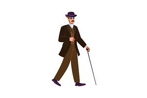 Elegant gentleman walking with a, an Object Illustration by pikepicture