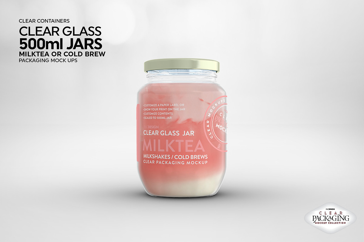 Clear Glass Jar Packaging Mockup, an Advertising Mockup by INCDesign (Photo 4 of 12)