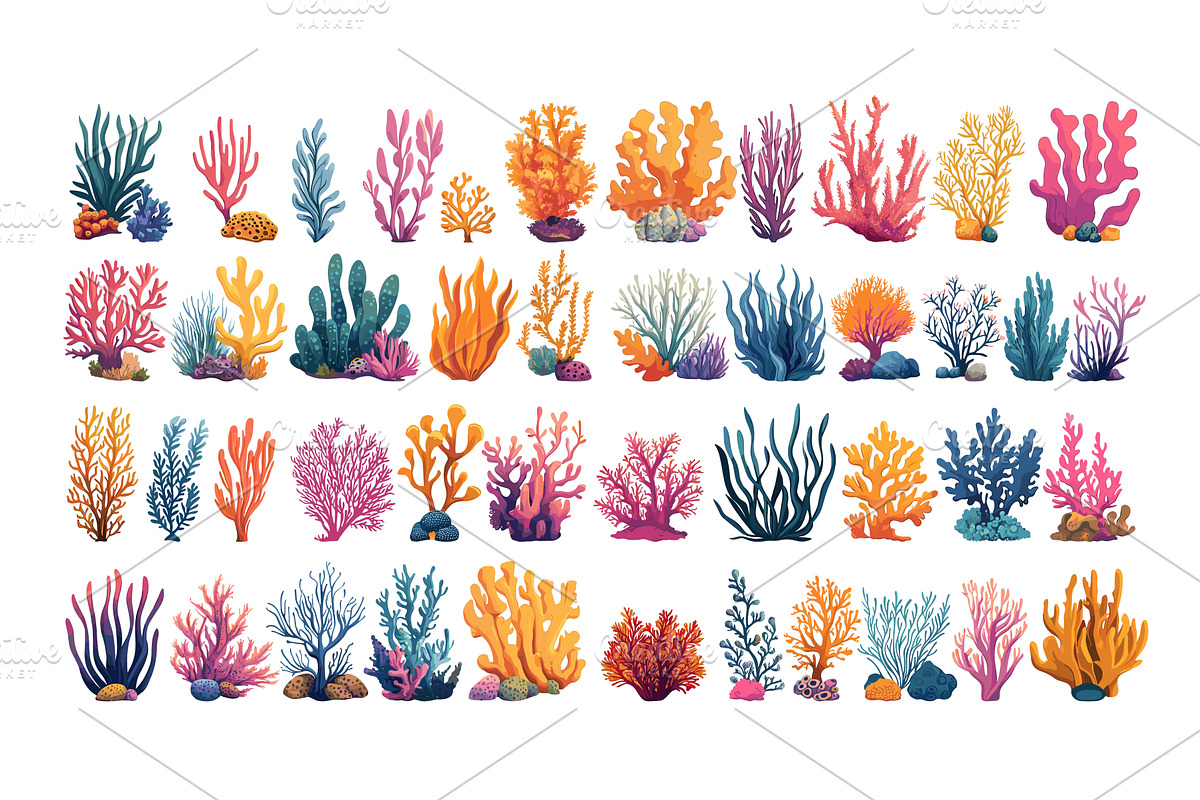 Cartoon corals seaweed. Ocean, an Animal Illustration by Stock-Smart-Start