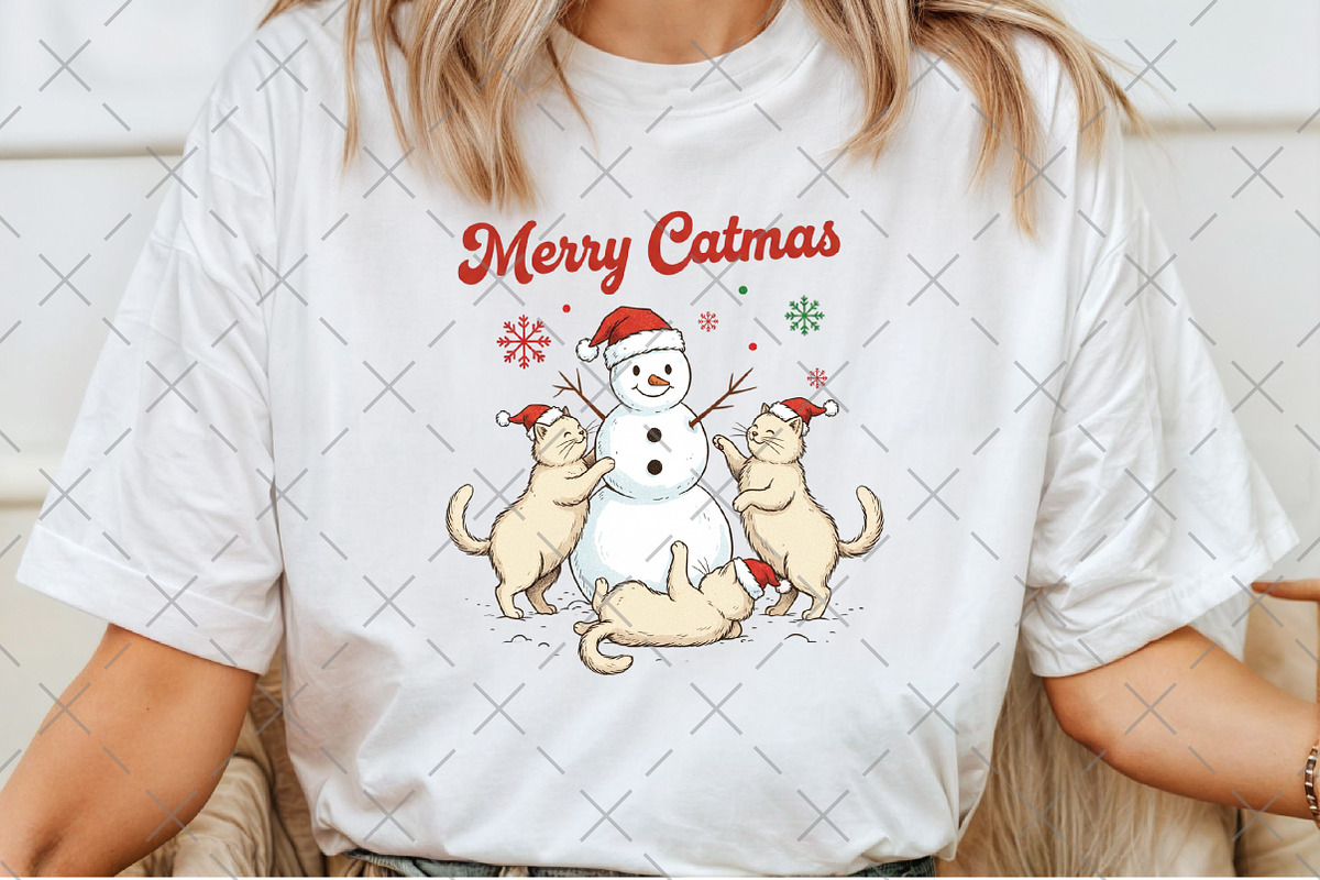 Funny Santa Snowman Cat PNG, an Illustration by Craft Nest (Photo 2 of 6)
