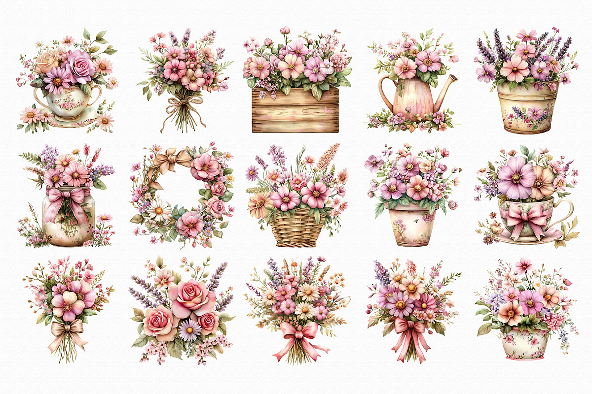 Whimsical Cottage Summer Floral Clip, an Illustration by Libby Wishes (Photo 3 of 6)