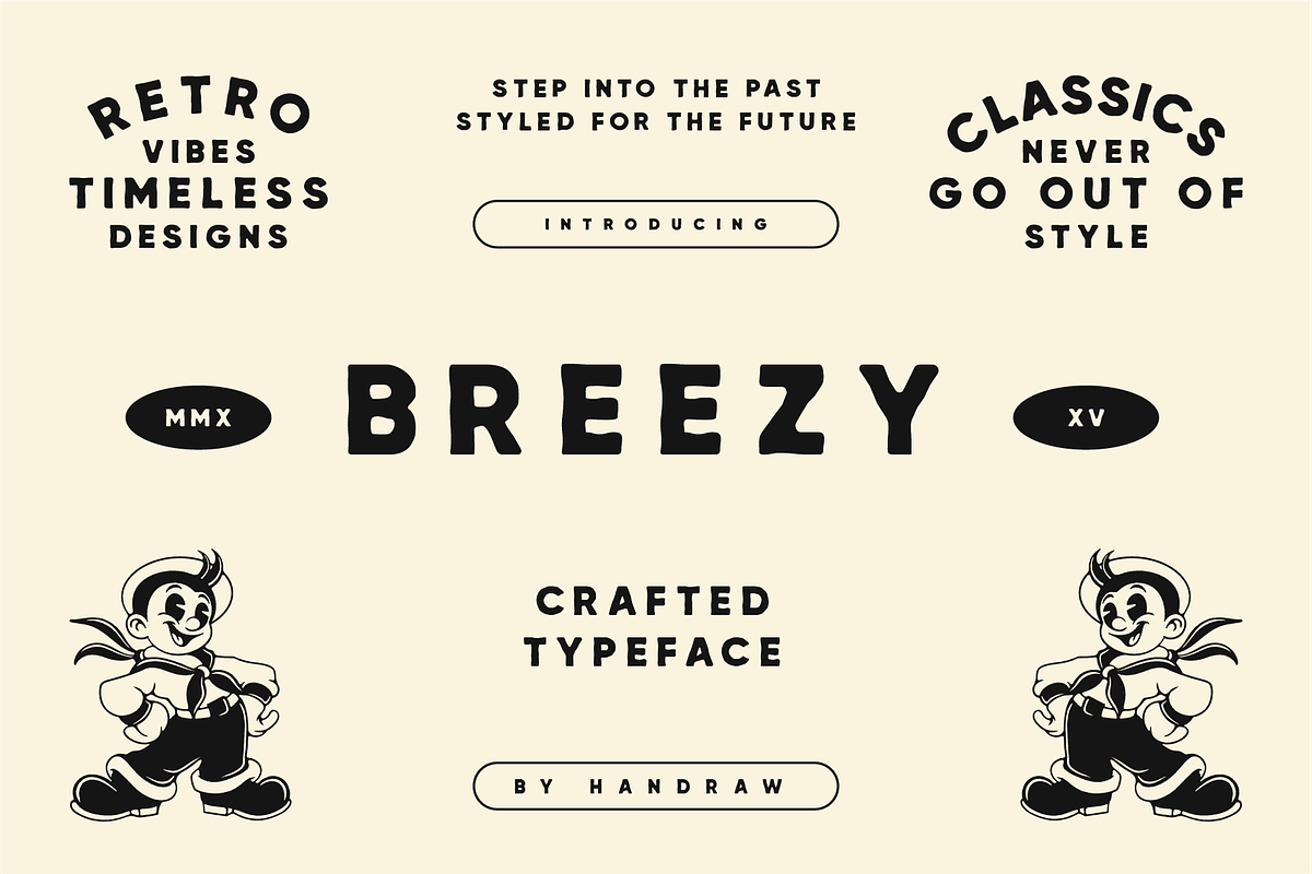 Breezy - Retro Display Font, a Sans Serif Font by HAN (Photo 1 of 8)
