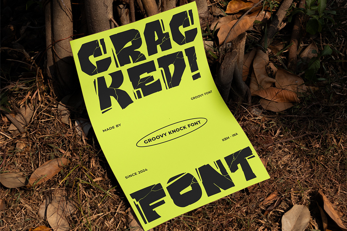 GF Knock - Cracked Display Font, a Handwritten Font by GroovyFontCo (Photo 6 of 7)