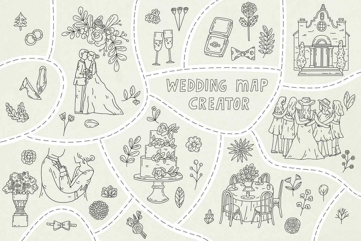 Hand Drawn 186 Wedding elements, an Outline Icon by Sasha Mitkalova (Photo 1 of 10)