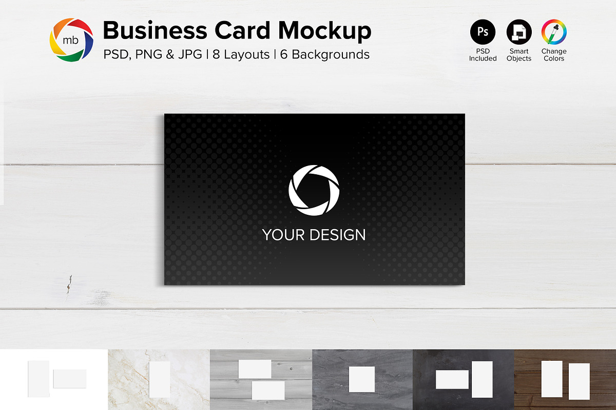 Business Card Mockup Set - PSD, an Advertising Mockup by MelissaBMockups (Photo 1 of 10)