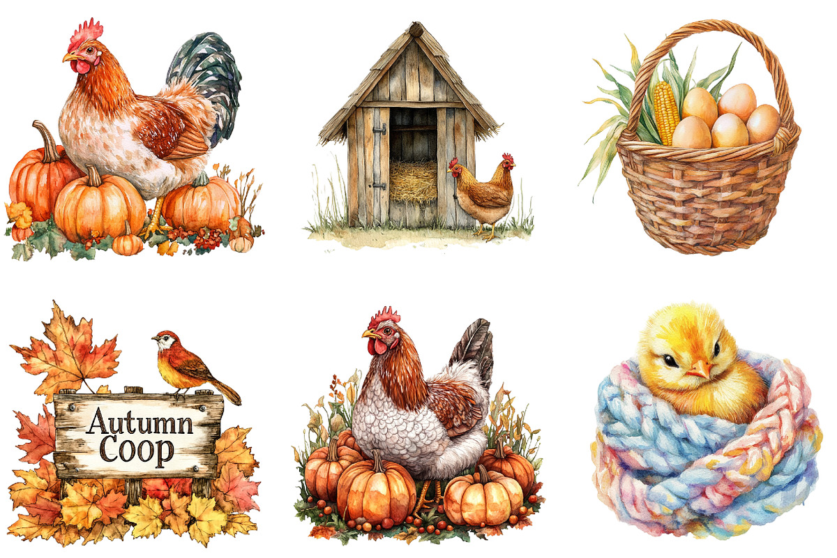 Autumn Chicken Coop Clipart, an Illustration by DreamArtGraphic (Photo 3 of 4)
