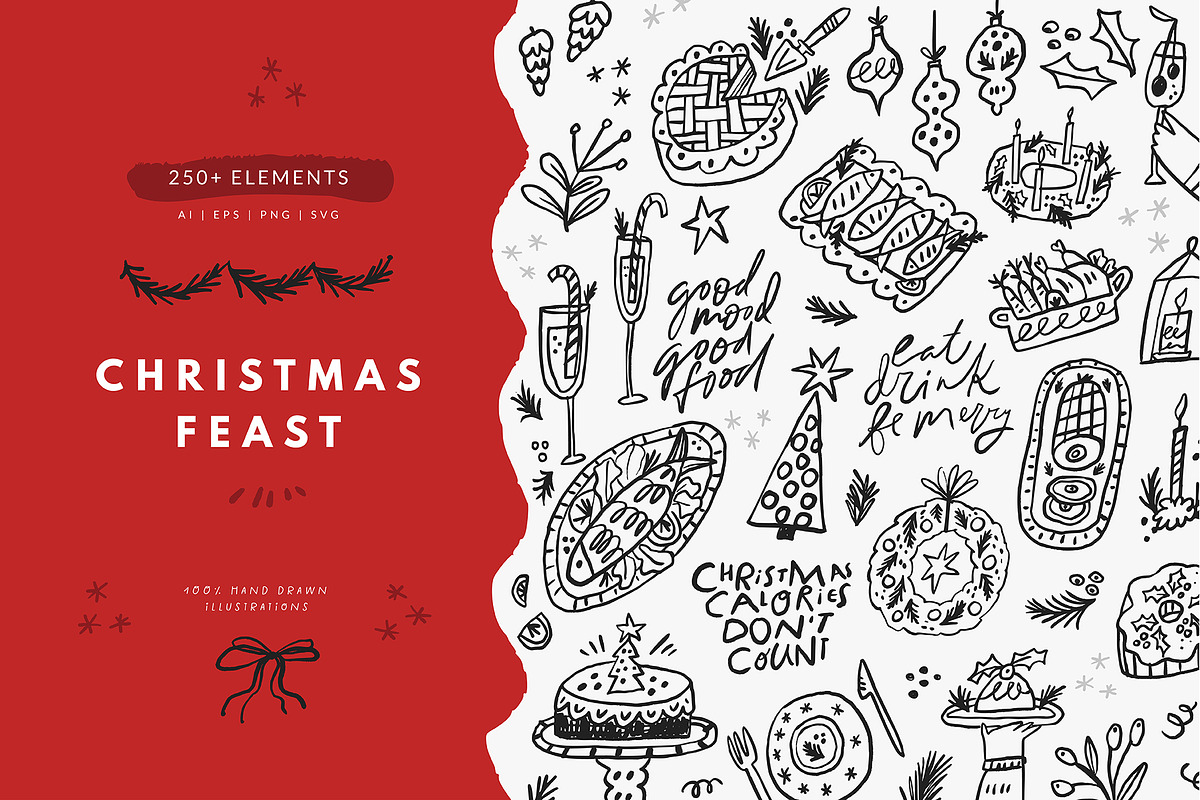 Christmas Feast | Hand drawn clipart, a Seasonal Illustration by Favete Art (Photo 1 of 10)