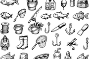Fishing Gear and Fish Collection, an Object Graphic by RT Studio (Thumbnail 3 of 4)