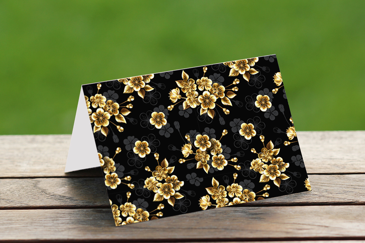 Seamless pattern with golden sakura, a Pattern Graphic by blackmoon9 (Photo 2 of 3)