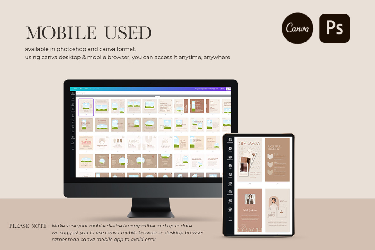 Neutral Carousel Instagram CANVA PS, a Social Media Template by Eviory