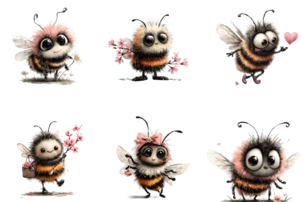 Whimsical Spring Bee Clipart PNG, an Illustration by Designking (Photo 2 of 5)