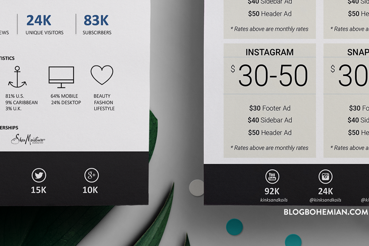 2 Page | Media Kit + Rate Sheet, a Resume Template by BlogBohemian (Photo 2 of 2)