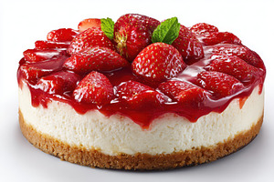 Delicious Strawberry Cheesecake Dess, a Photo by Pixeness Studio
