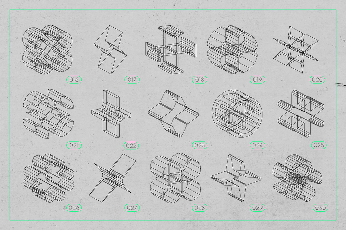 3D Wireframe Isometric Shapes | 1, an Object Graphic by MaximGertsen (Photo 9 of 11)