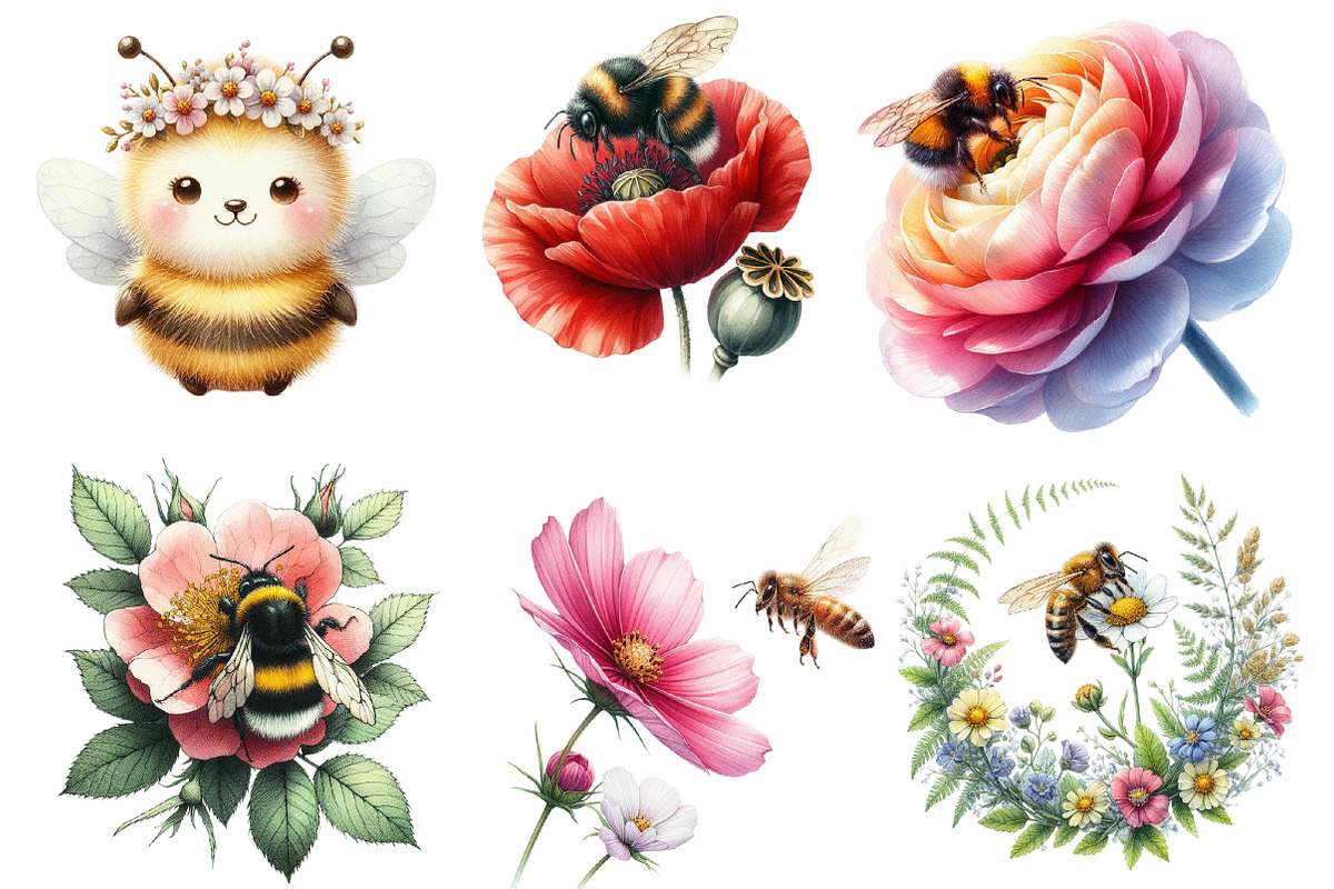 Spring Bees Clipart, an Illustration by Designworld (Photo 4 of 5)