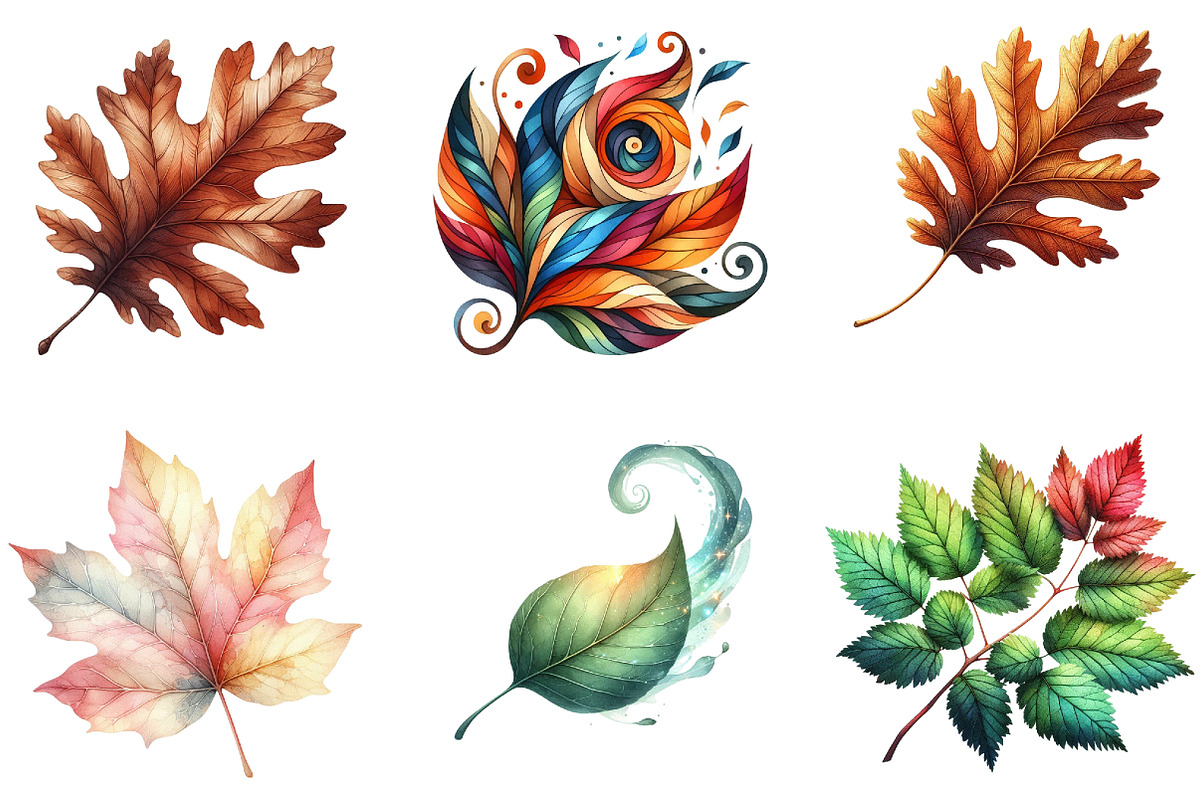 Watercolor Autumn Leaf Clipart, an Illustration by DreamArtGraphic (Photo 2 of 6)