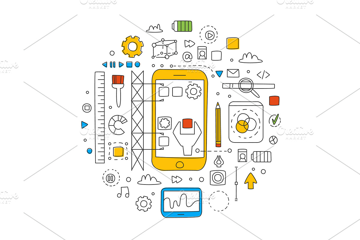 Smartphone User Interface Building, a Technology Illustration by TopVectors