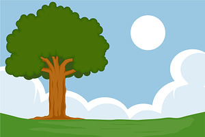 tree in meadow  landscaped vector, a Seasonal Illustration by zyxroun shop