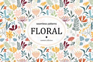 Floral seamless patterns set