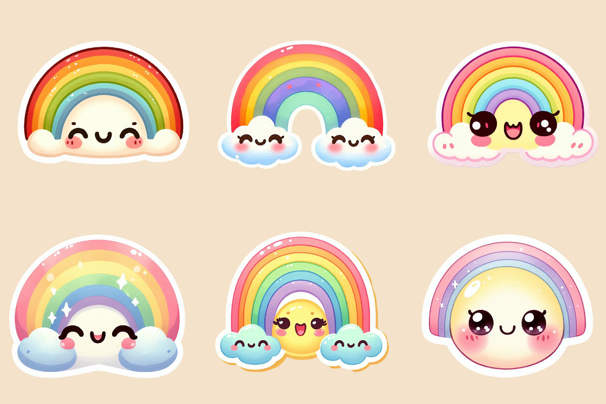 Kawaii Rainbow Stickers PNG, an Illustration by Creative Art (Photo 8 of 9)