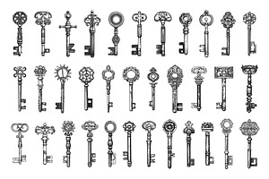Vintage keys engraving. Old antique, a Graphic by LadadikArt