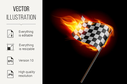 Burning checkered racing flag, a Background Graphic by DvargShop