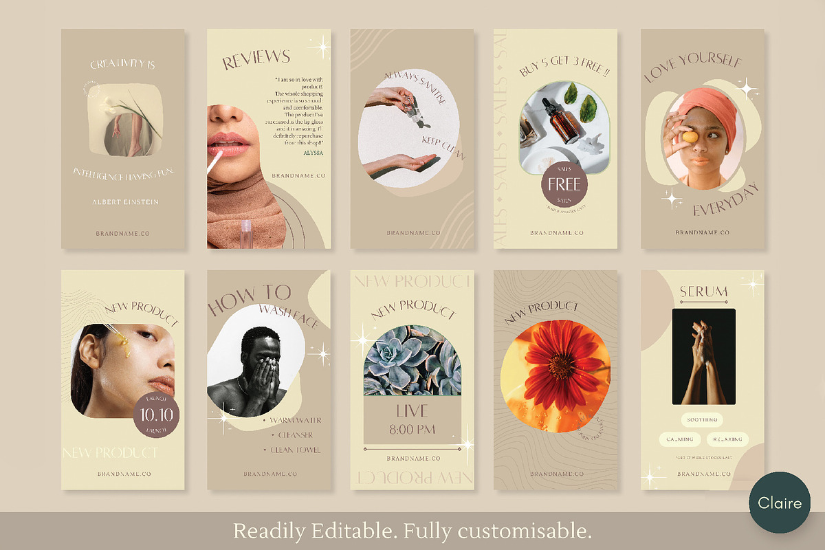 Ins Earthy Beige Beauty Creator Kit, a Social Media Template by Clairee Design Studio (Photo 5 of 7)