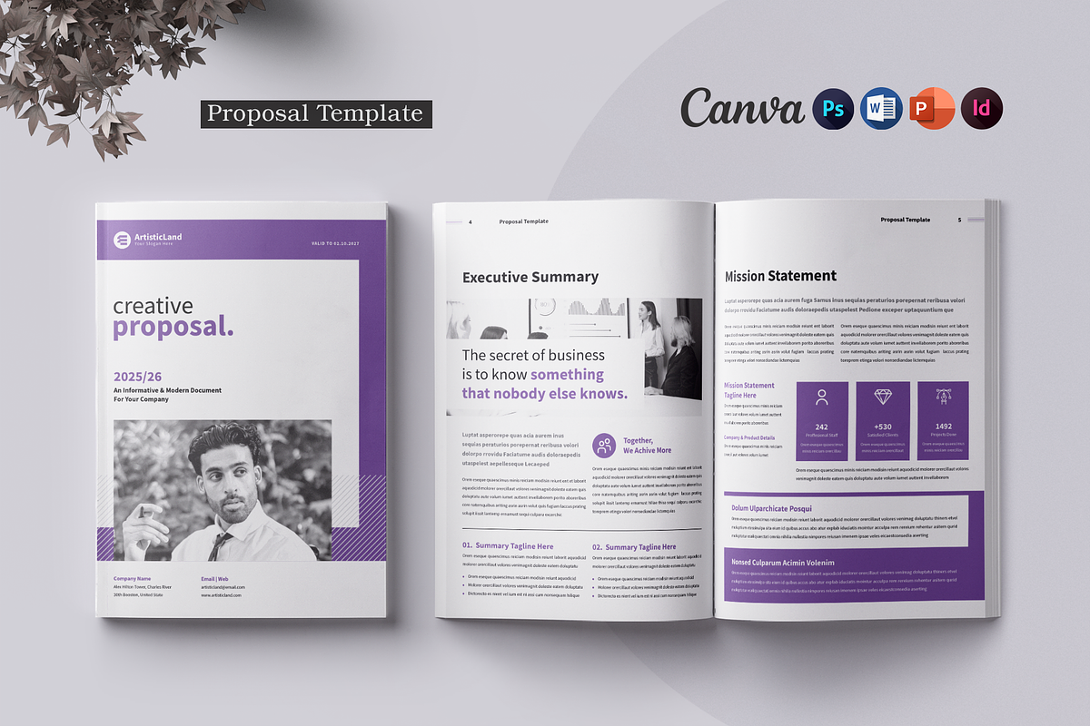 Proposal | Canva, Word, PPTX, PSD, a Brochure Template by ArtisticLand (Photo 1 of 9)