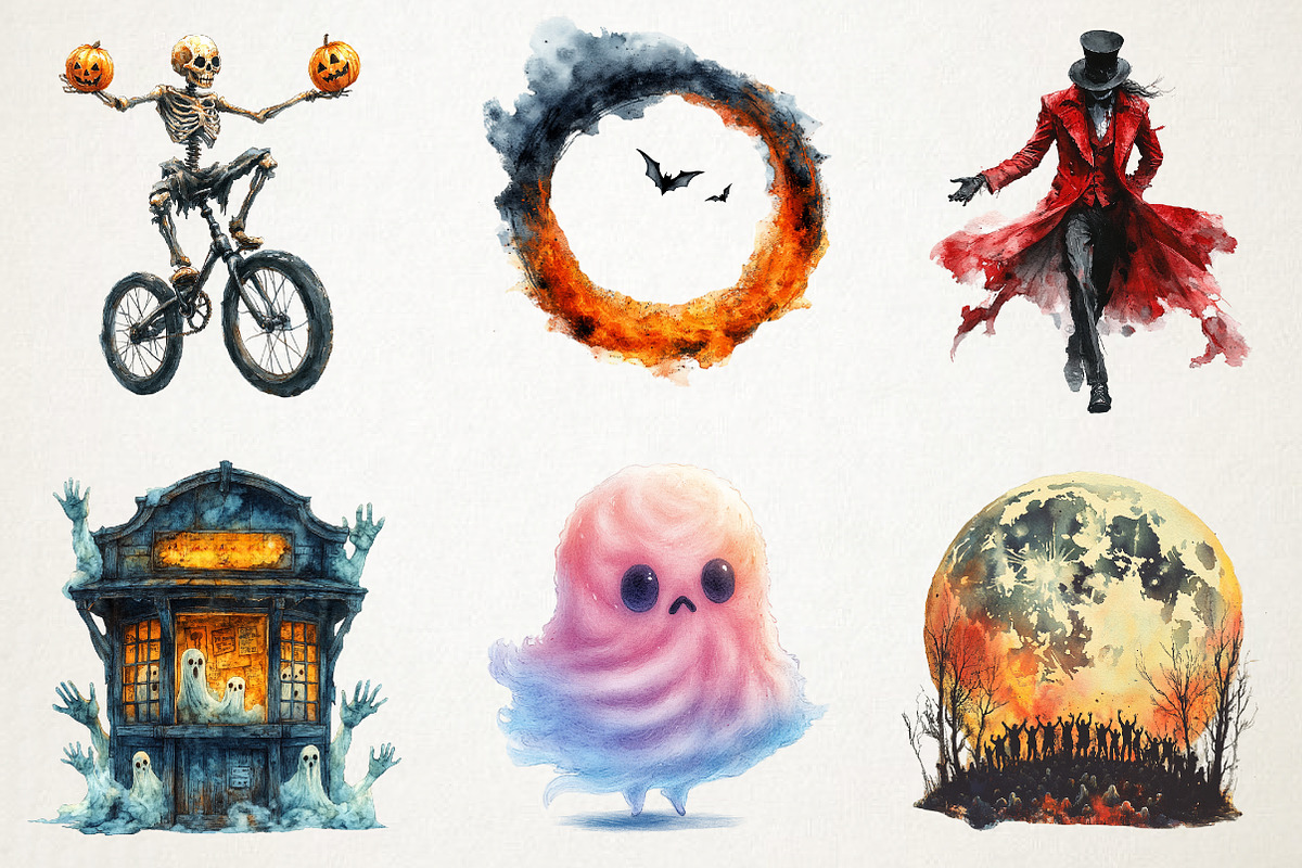 Ghostly Circus Halloween Graphics, an Illustration by RobertsArt (Photo 2 of 7)