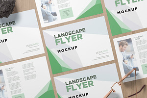 A4 Landscape Flyer Mockups