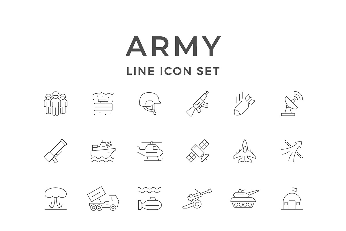 Set line icons of army, an Outline Icon by motorama (Photo 1 of 2)