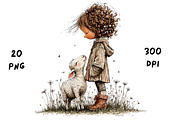 Whimsical Floral Girl & Lamb, an Animal Illustration by GiraffeCreative (Thumbnail 18 of 20)