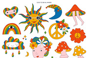 Retro psychedelic vector set., an Object Graphic by anna khramtsova (Thumbnail 3 of 14)