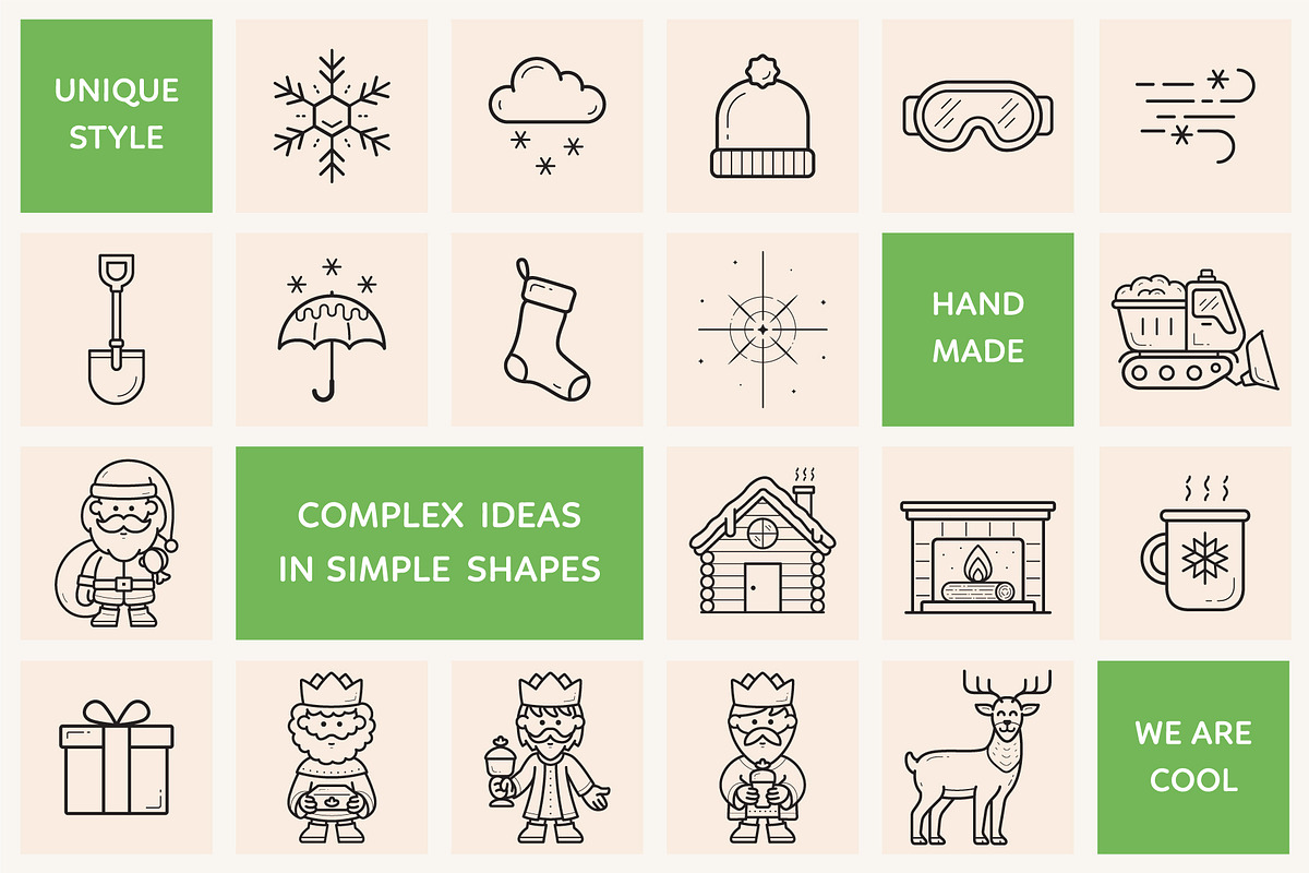 Winter and Christmas Outline Icons, an Outline Icon by Sargatal (Photo 2 of 4)