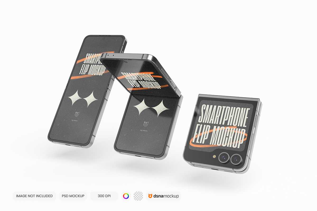 Smartphone Galaxy Z Flip Mockup V1, an Android Mockup by DSNA Mockup (Photo 2 of 6)