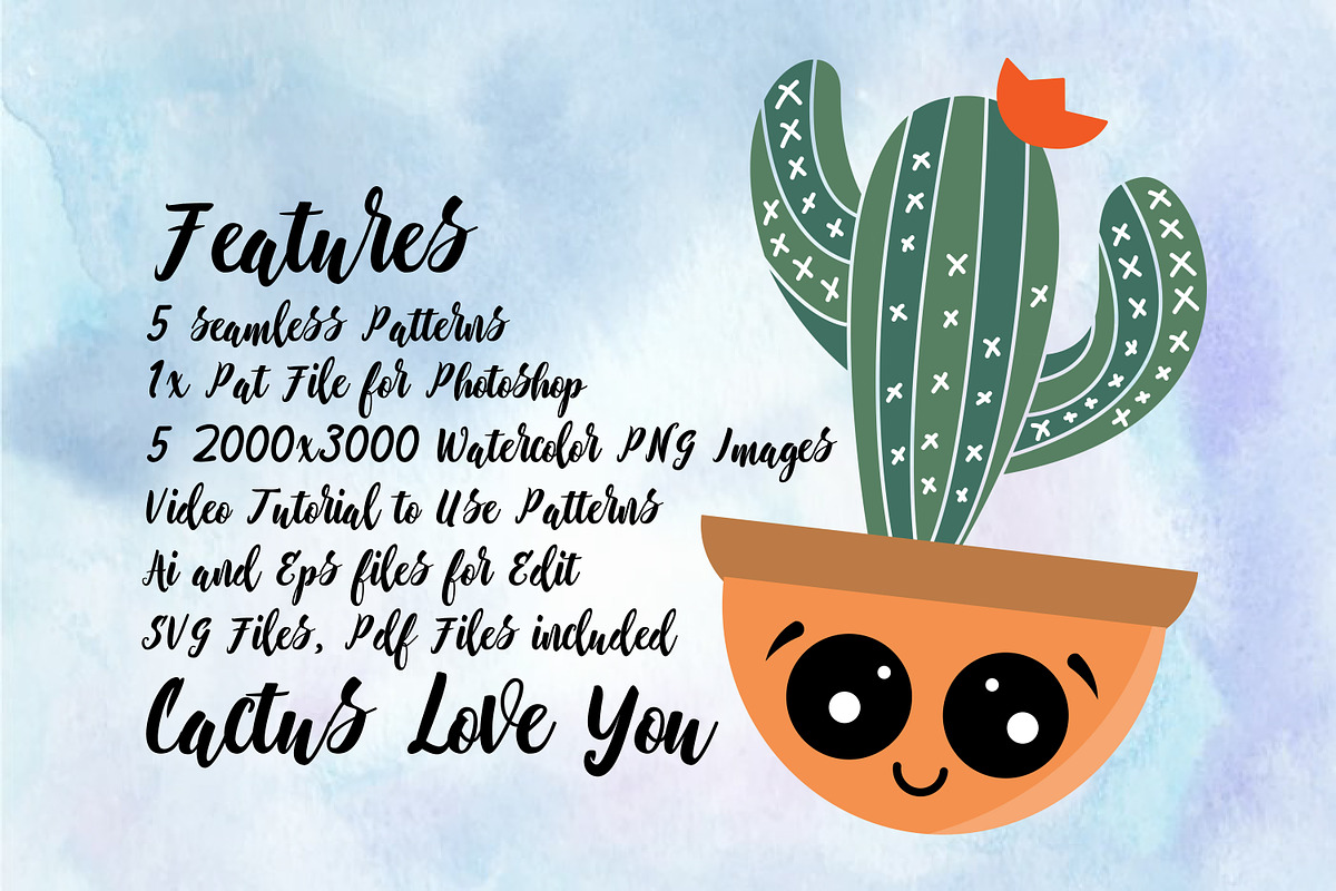 Baby Cactus Watercolor Set & Vectors, an Illustration by Aqua Artistry Creations (Photo 5 of 5)
