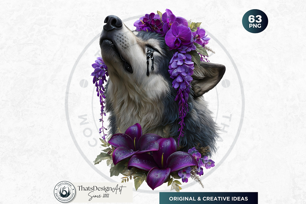 Floral Wolves Fantasy Cliparts, an Animal Illustration by ThatsDesignArt (Photo 9 of 17)
