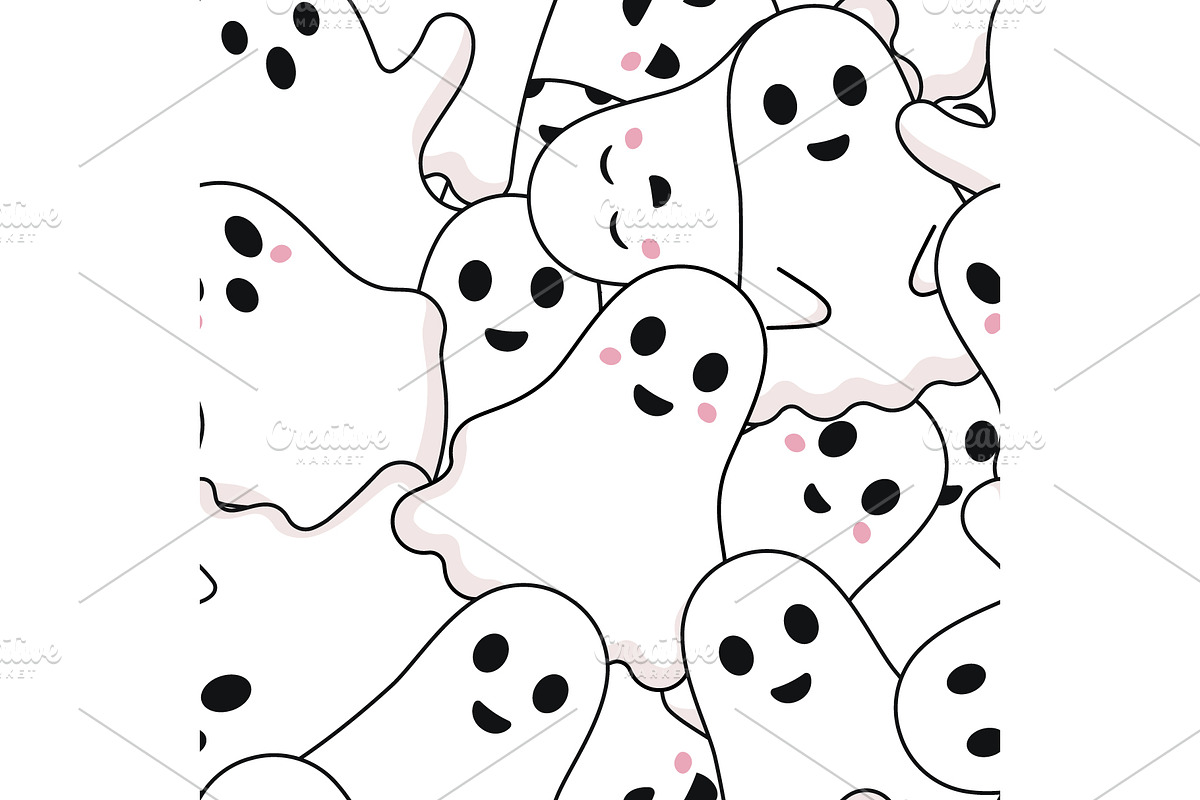 Cute Halloween ghost pattern, a Pattern Graphic by Yayasya (Photo 1 of 3)
