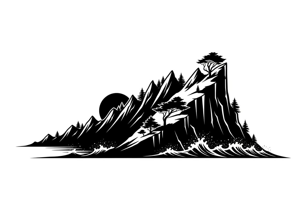 Coastal cliff shoreline view Silhoue, a Graphic by hafijul (Photo 2 of 14)
