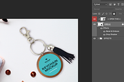 Wood Round Keychain PSD Mockup Ring, a Product Mockup by InkCloudDesign (Thumbnail 3 of 3)