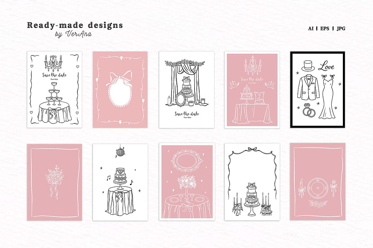 Wedding Line Art Vector Set, an Object Illustration by VerAna (Photo 10 of 18)