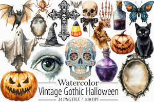 Vintage Gothic Halloween Elements, a Graphic by Libby Wishes