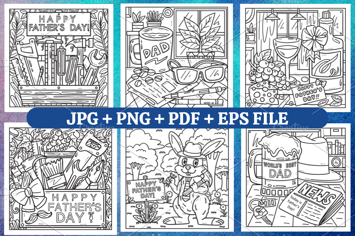 Father's Day Coloring Page Vol-02, a Seasonal Illustration by Coco Bloom (Photo 2 of 4)