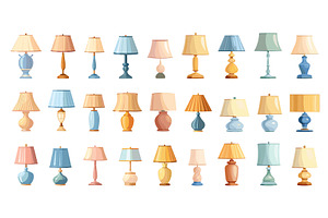 Cartoon Table Lamps in Various, an Object Illustration by LadadikArt