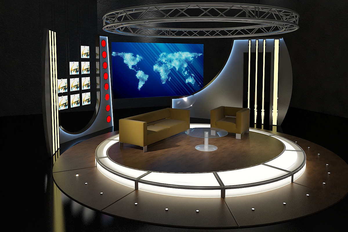 Virtual TV Studio Chat Set 19, a Furniture 3D Model by akerStudio (Photo 3 of 13)