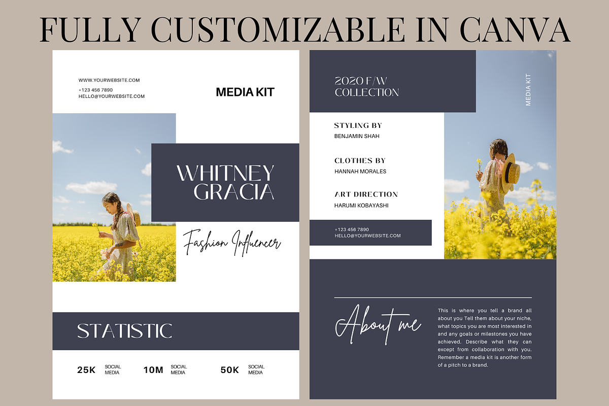 2 Page White & Blue Media Kit Canva, a Social Media Template by Daily Creative (Photo 3 of 4)