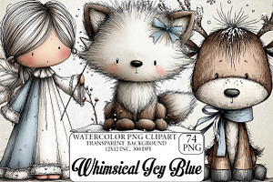 Whimsical Icy Blue Christmas Bundle, an Illustration by DreamPrint404