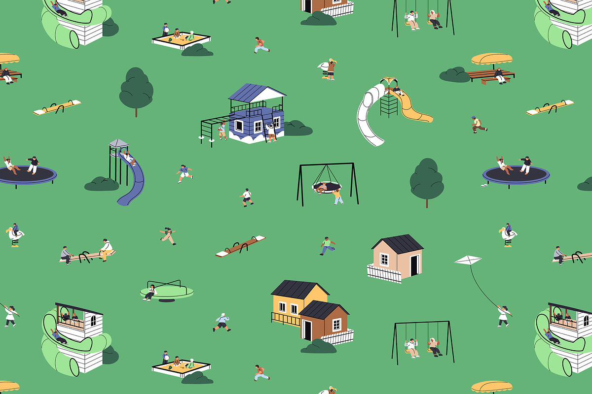 Kids play on kindergarten playground, a Person Illustration by PaperTrident (Photo 6 of 10)