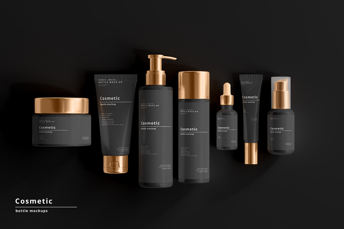 Dark Cosmetic Branding Mockups, a Cups & Container Mockup by pmvch (Photo 1 of 86)