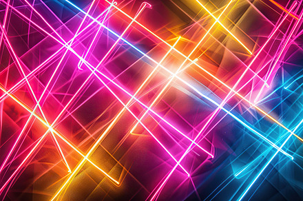 Colorful neon zigzag lines on a text, a Photo by LOGOCREATIVE